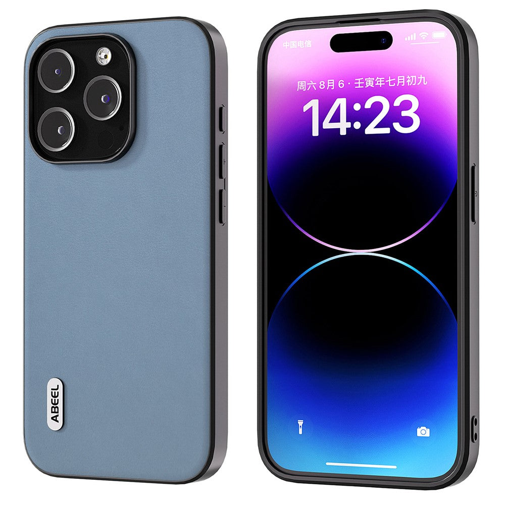 ABEEL For iPhone 15 Pro Max Protective Slim Case Textured PU Leather+TPU Phone Cover