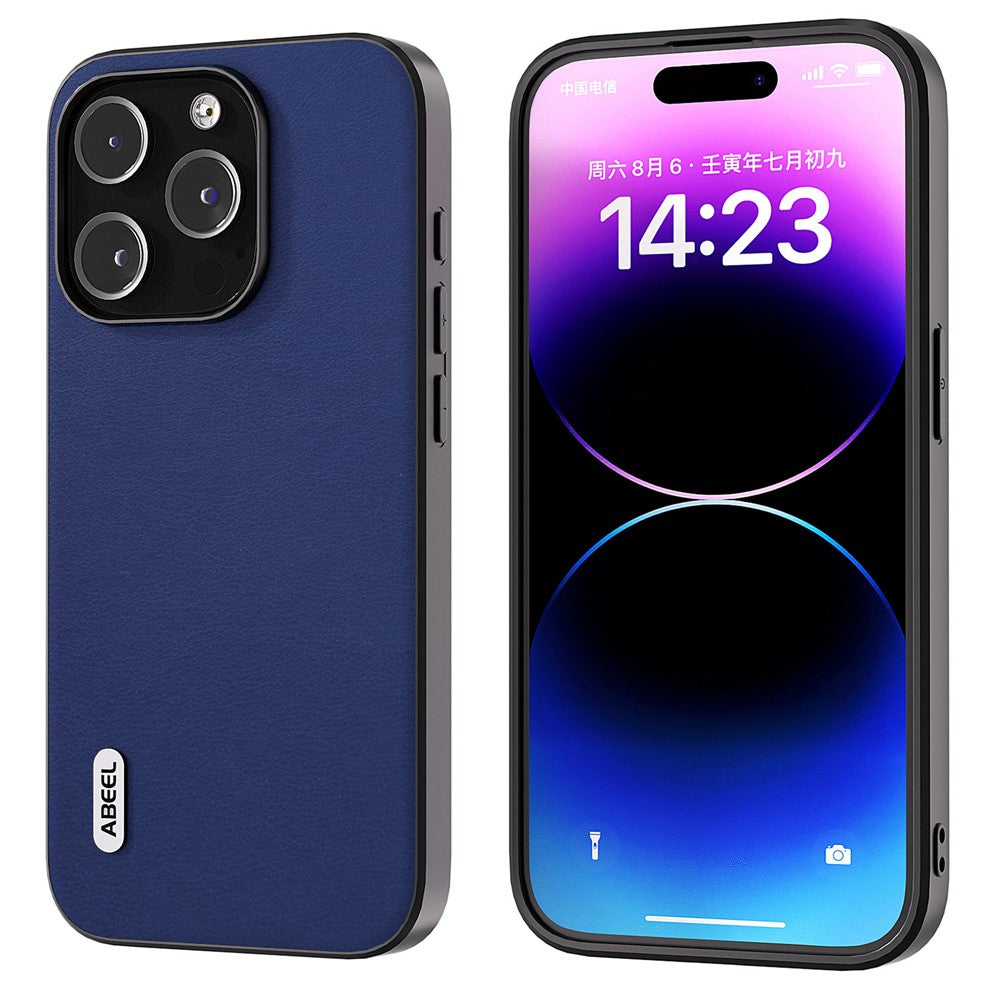 ABEEL For iPhone 15 Pro Max Protective Slim Case Textured PU Leather+TPU Phone Cover