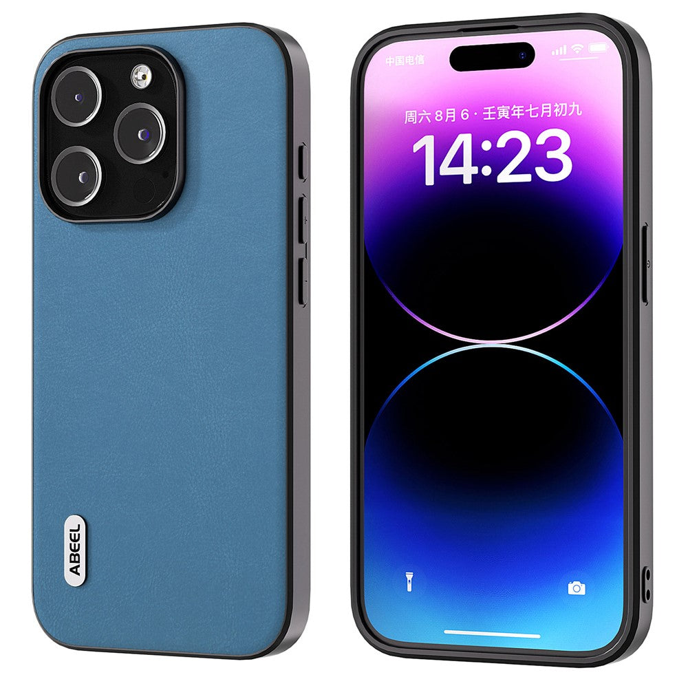 ABEEL For iPhone 15 Pro Max Protective Slim Case Textured PU Leather+TPU Phone Cover