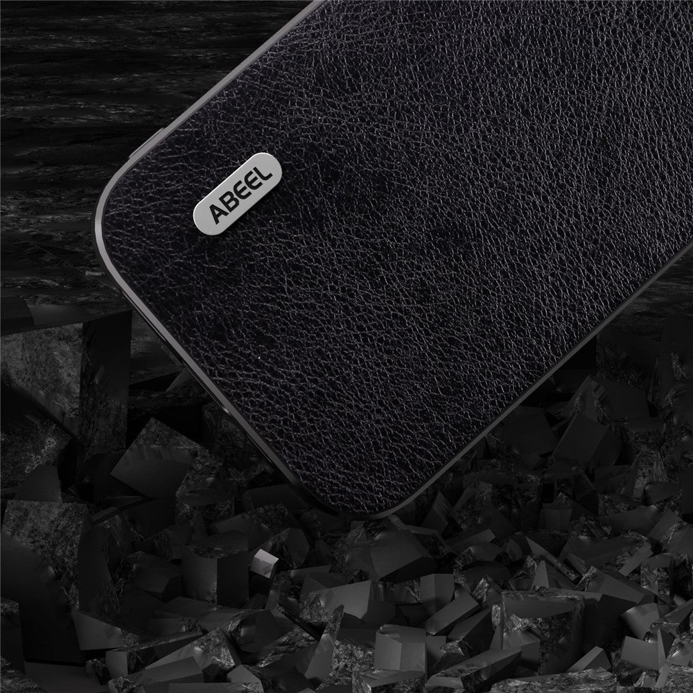 ABEEL For iPhone 15 Pro Max Phone Case Litchi Texture PU Leather Coated TPU Shockproof Cover