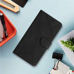 HT05 For Samsung Galaxy A25 5G (Global) (161.0 x 76.5 x 8.3mm) PU Leather Phone Case Skin-touch Stand Wallet Imprinted Line Cover