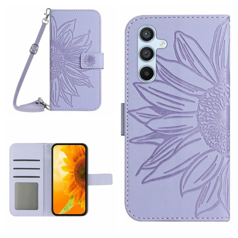 HT04 Til Samsung Galaxy A25 5G (Global) (161.0 x 76.5 x 8.3mm) Læderpung Etui Stativ Telefoncover med Skulderrem