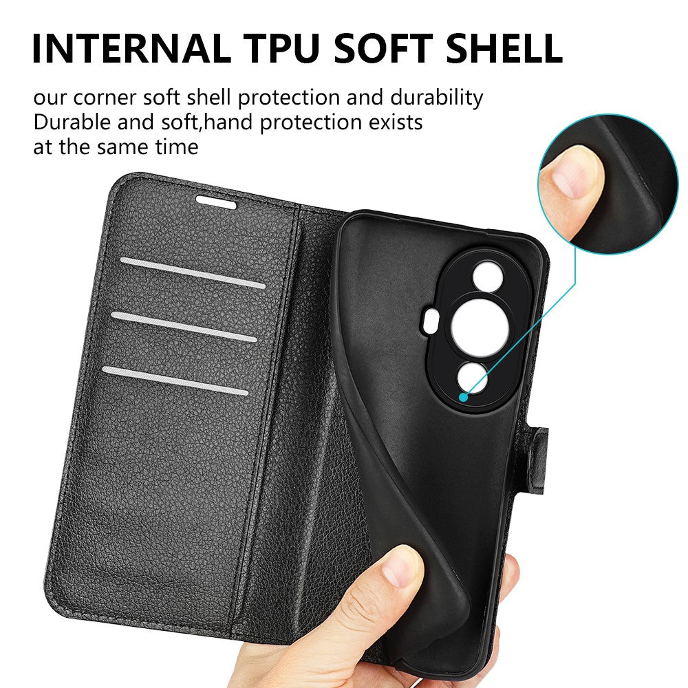 For Huawei nova 11 Pro / nova 11 Ultra Dustproof Phone Cover TPU + PU Leather Litchi Texture Phone Stand Case Wallet
