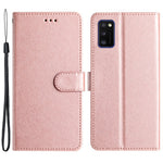 Magnetiskt spännskal till Samsung Galaxy A41 (Global version) Plånboksfodral i läder med sidentextur och handrem