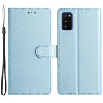 Magnetiskt spännskal till Samsung Galaxy A41 (Global version) Plånboksfodral i läder med sidentextur och handrem