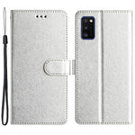 Magnetiskt spännskal till Samsung Galaxy A41 (Global version) Plånboksfodral i läder med sidentextur och handrem