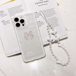 Crystal Clear Phone Case for iPhone 12 Pro , Flexible TPU Phone Cover Bowknot Decor Shell with Wrist Strap