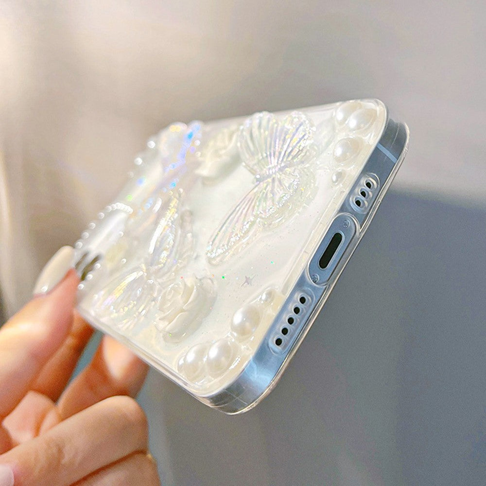 Protective Phone Cover for iPhone 12 mini , 3D Butterfly Flower Decor TPU Phone Back Case