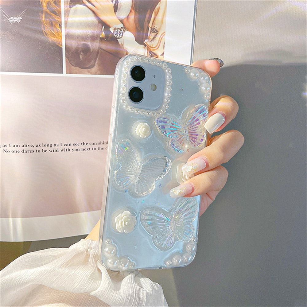 Protective Phone Cover for iPhone 12 mini , 3D Butterfly Flower Decor TPU Phone Back Case