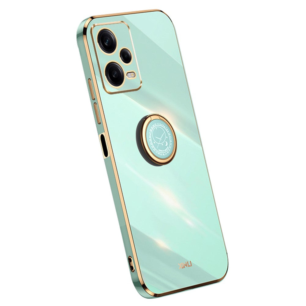 XINLI TPU Case for Xiaomi Redmi Note 12 5G (Global) , Ring Kickstand Electroplated Phone Cover