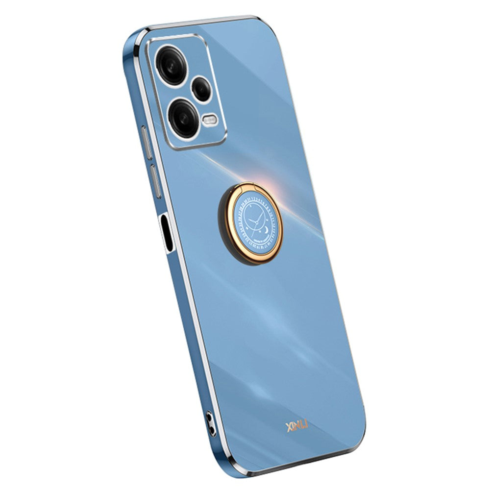 XINLI TPU Case for Xiaomi Redmi Note 12 5G (Global) , Ring Kickstand Electroplated Phone Cover