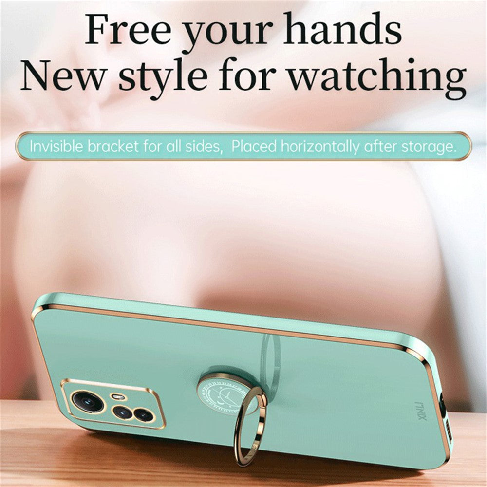 XINLI For Xiaomi Redmi Note 12S 4G Ring Kickstand TPU Phone Cover Electroplated Phone Case