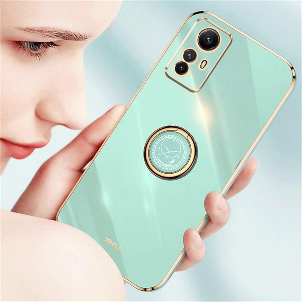 XINLI For Xiaomi Redmi Note 12S 4G Ring Kickstand TPU Phone Cover Electroplated Phone Case