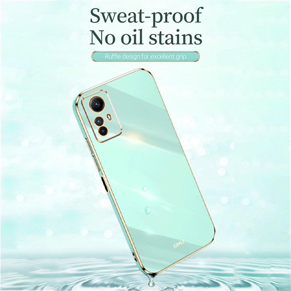 XINLI Fallskyddande Mobilskal för Xiaomi Redmi Note 12S 4G Elektropläterat TPU-skydd med guldkant
