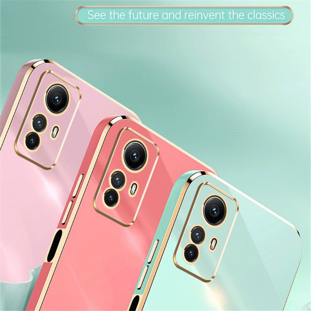 XINLI Fallskyddande Mobilskal för Xiaomi Redmi Note 12S 4G Elektropläterat TPU-skydd med guldkant