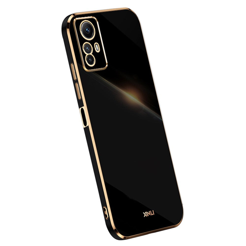 XINLI Fallskyddande Mobilskal för Xiaomi Redmi Note 12S 4G Elektropläterat TPU-skydd med guldkant