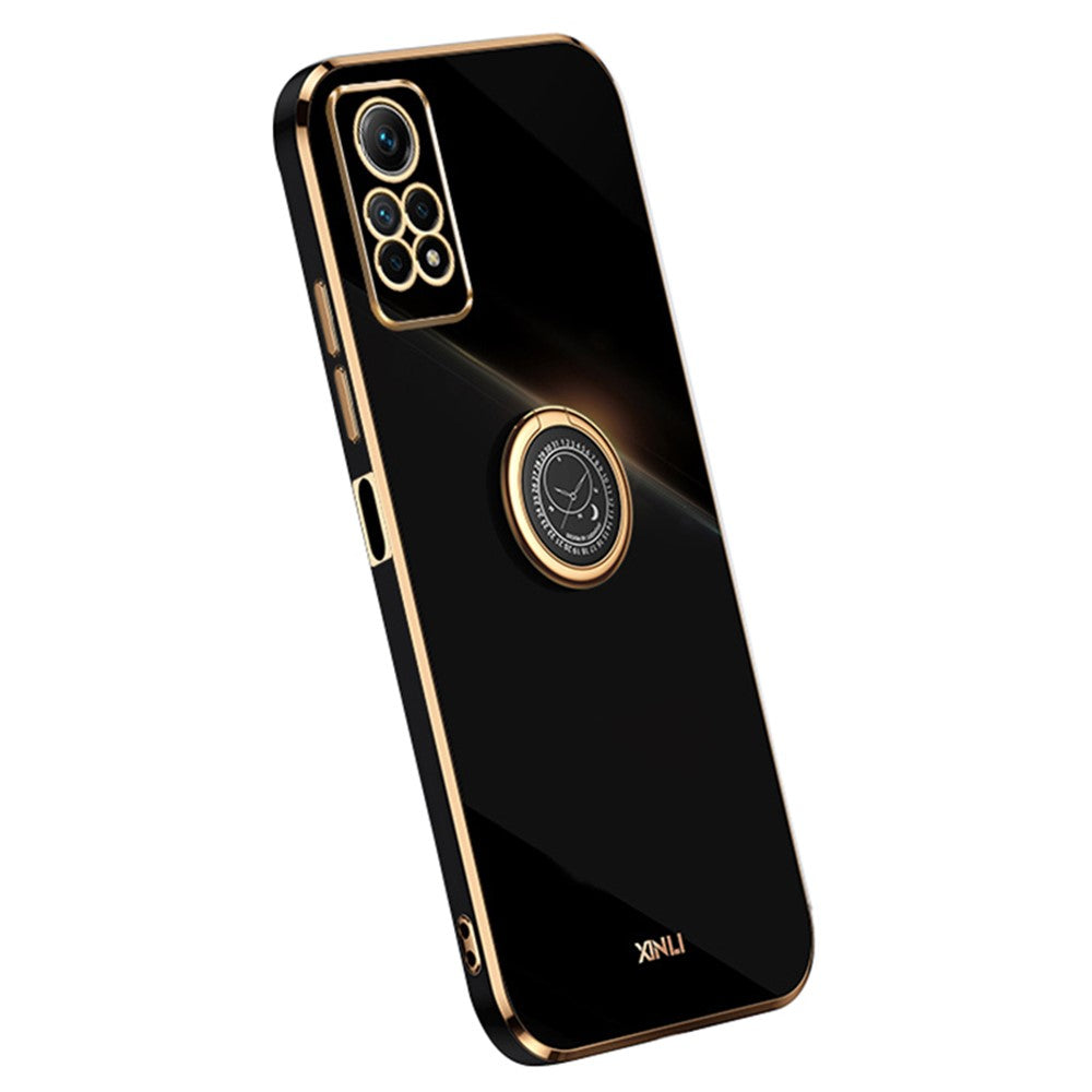 XINLI Phone TPU Case for Xiaomi Redmi Note 12 Pro 4G , Electroplated Ring Kickstand Phone Cover