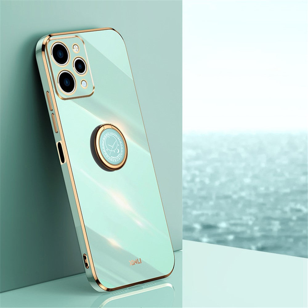 XINLI For Xiaomi Redmi 12 4G Electroplated Phone Case Ring Kickstand TPU Back Cover