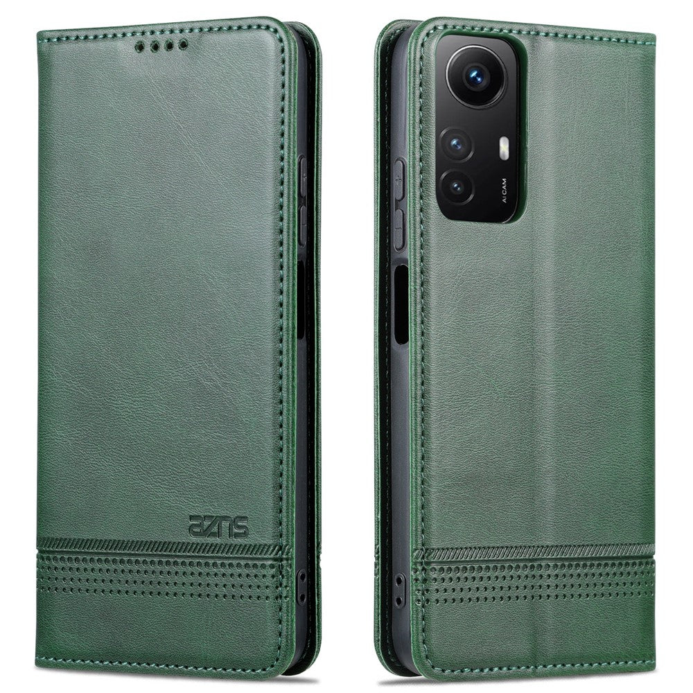 AZNS För Xiaomi Redmi Note 12S 4G Visningsställ PU-läder Plånboksfodral Flip Folio mobilskydd