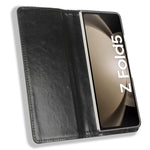 For Samsung Galaxy Z Fold5 5G Retro PU Leather Phone Case Magnetic Closing Stand Phone Cover