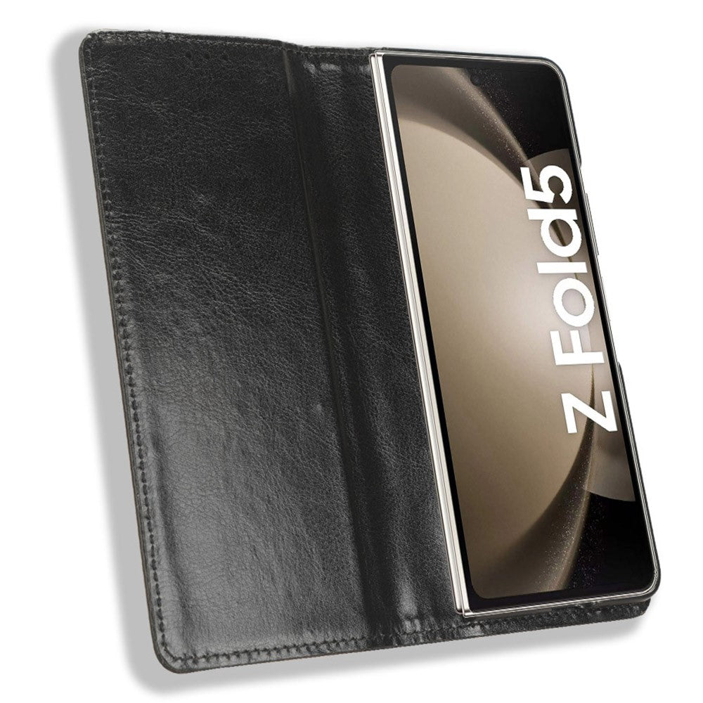 For Samsung Galaxy Z Fold5 5G Retro PU Leather Phone Case Magnetic Closing Stand Phone Cover