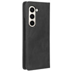 For Samsung Galaxy Z Fold5 5G Retro PU Leather Phone Case Magnetic Closing Stand Phone Cover