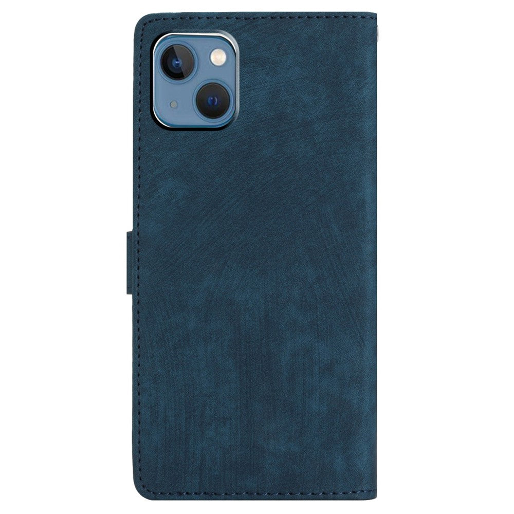 For iPhone 15 Plus Stand Skin-touch Cell Phone Cover PU Leather Wallet Slim-Fit Mobile Phone Case