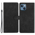 For iPhone 15 Plus Stand Skin-touch Cell Phone Cover PU Leather Wallet Slim-Fit Mobile Phone Case