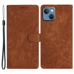 For iPhone 15 Plus Stand Skin-touch Cell Phone Cover PU Leather Wallet Slim-Fit Mobile Phone Case