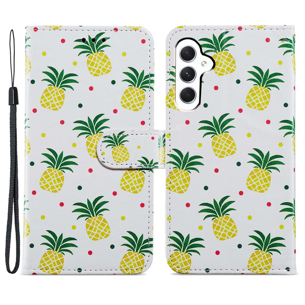 For Samsung Galaxy S23 FE PU Leather Phone Case Wallet Stand Pattern Printing Cover with Strap