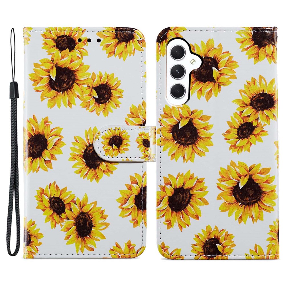 For Samsung Galaxy S23 FE PU Leather Phone Case Wallet Stand Pattern Printing Cover with Strap