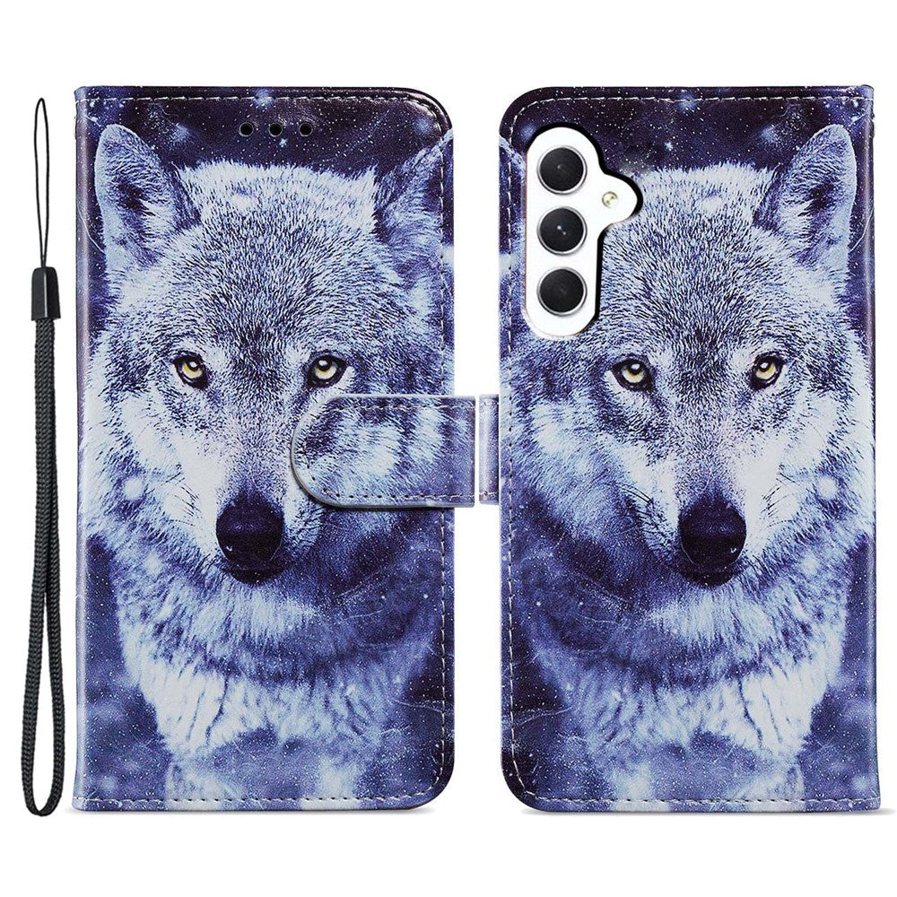 For Samsung Galaxy S23 FE PU Leather Phone Case Wallet Stand Pattern Printing Cover with Strap