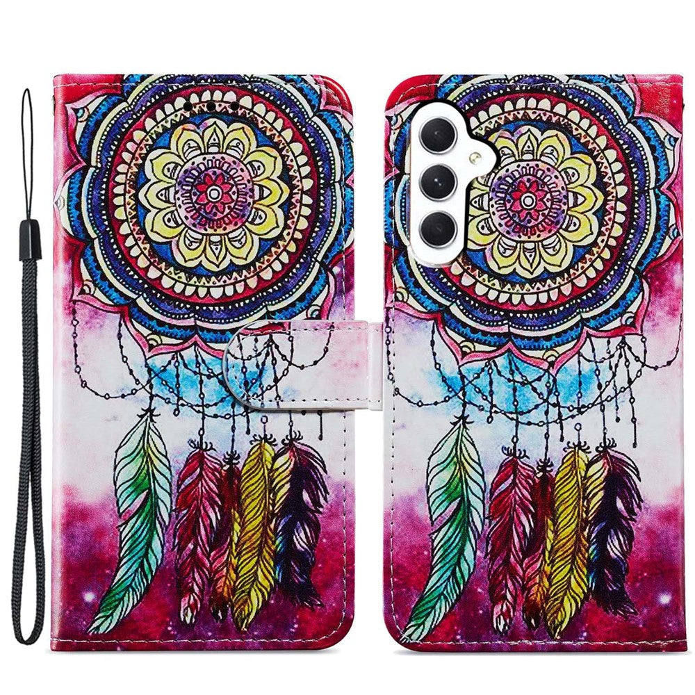 For Samsung Galaxy S23 FE PU Leather Phone Case Wallet Stand Pattern Printing Cover with Strap