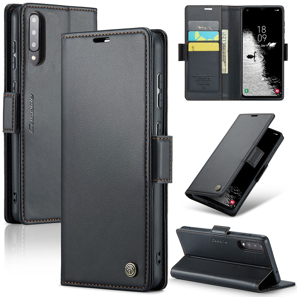 For Samsung Galaxy A30s / A50 / A50s Leather Case CASEME 023 RFID Blocking 3 Card Slot Mobile Cover