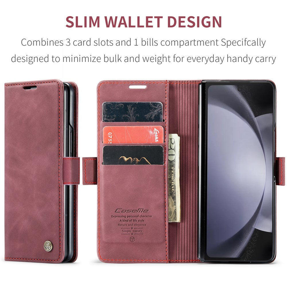 CASEME 013 Series For Samsung Galaxy Z Fold5 5G Wallet Leather Phone Case Stand Phone Cover