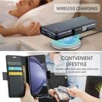 For Samsung Galaxy Z Fold5 5G Leather Case CASEME 023 RFID Blocking 3 Card Slot Mobile Cover