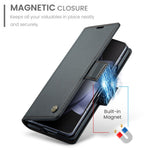 For Samsung Galaxy Z Fold5 5G Leather Case CASEME 023 RFID Blocking 3 Card Slot Mobile Cover