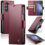 For Samsung Galaxy Z Fold5 5G Leather Case CASEME 023 RFID Blocking 3 Card Slot Mobile Cover