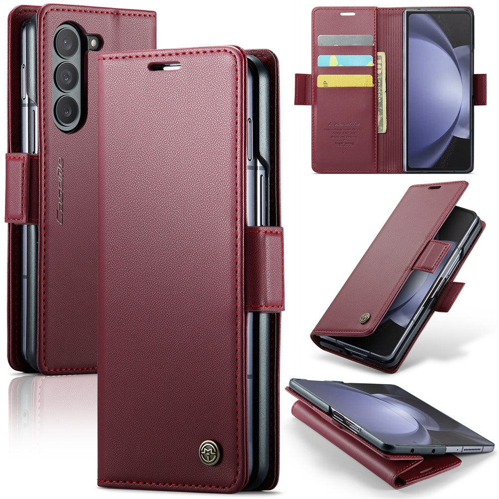 For Samsung Galaxy Z Fold5 5G Leather Case CASEME 023 RFID Blocking 3 Card Slot Mobile Cover