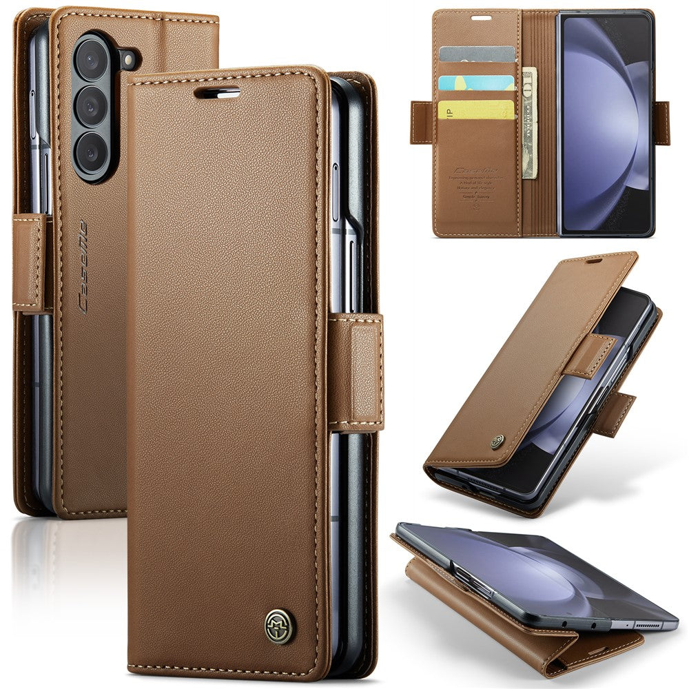 For Samsung Galaxy Z Fold5 5G Leather Case CASEME 023 RFID Blocking 3 Card Slot Mobile Cover