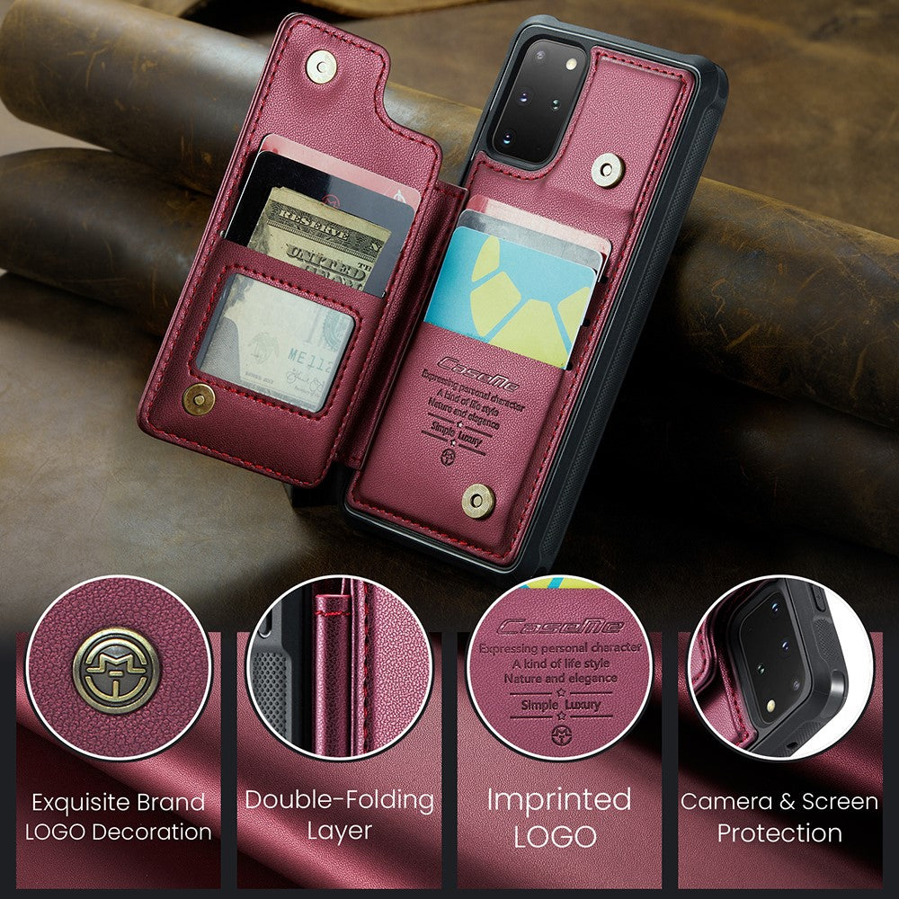 For Samsung Galaxy S20 Plus 5G / S20 Plus 4G Phone Case CASEME C22 Leather Back Cover with RFID Blocking Card Slots