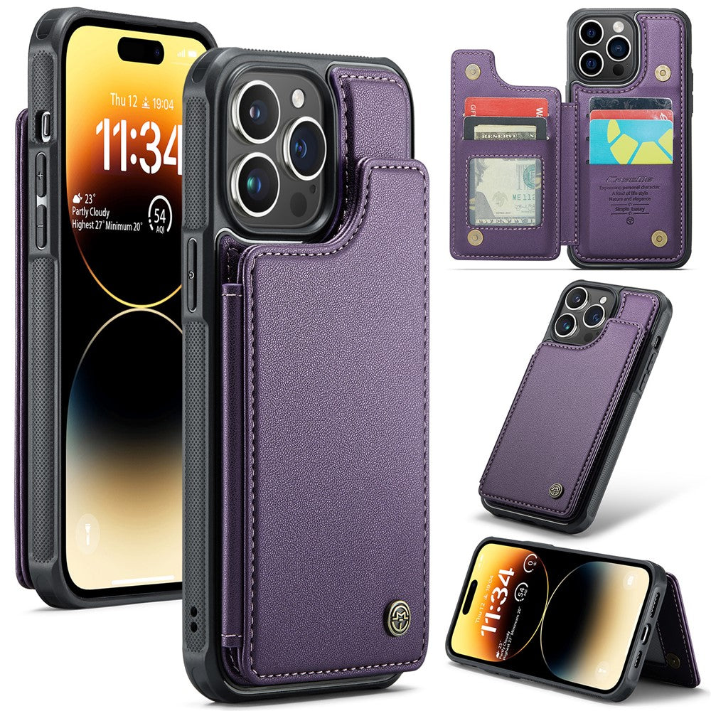 Til iPhone 14 Pro Max telefoncover CASEME C22 læderbagside med RFID-blokerende kortpladser