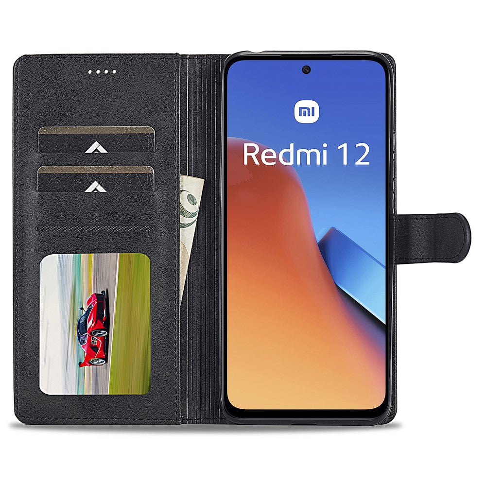 LC.IMEEKE For Xiaomi Redmi 12 4G PU Leather Flip Phone Case Calf Texture Wallet Stand Cover