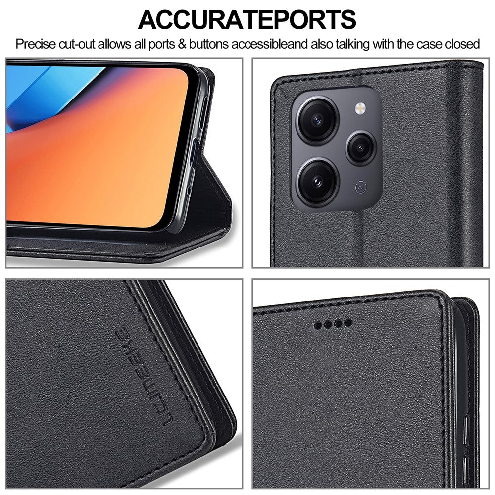 LC.IMEEKE For Xiaomi Redmi 12 4G PU Leather Flip Phone Case Calf Texture Wallet Stand Cover