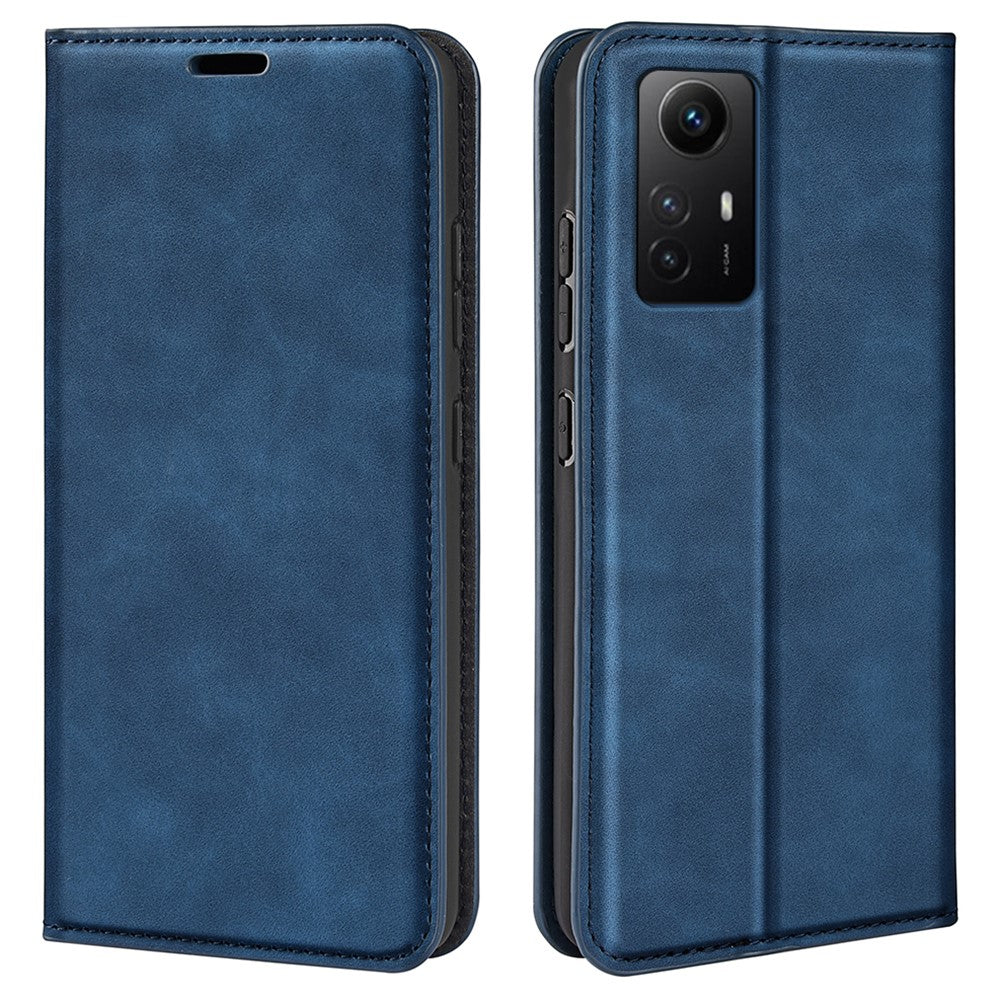 Stand Cover for Xiaomi Redmi Note 12S 4G , Skin-touch Flip Case PU Leather Wallet Smartphone Shell