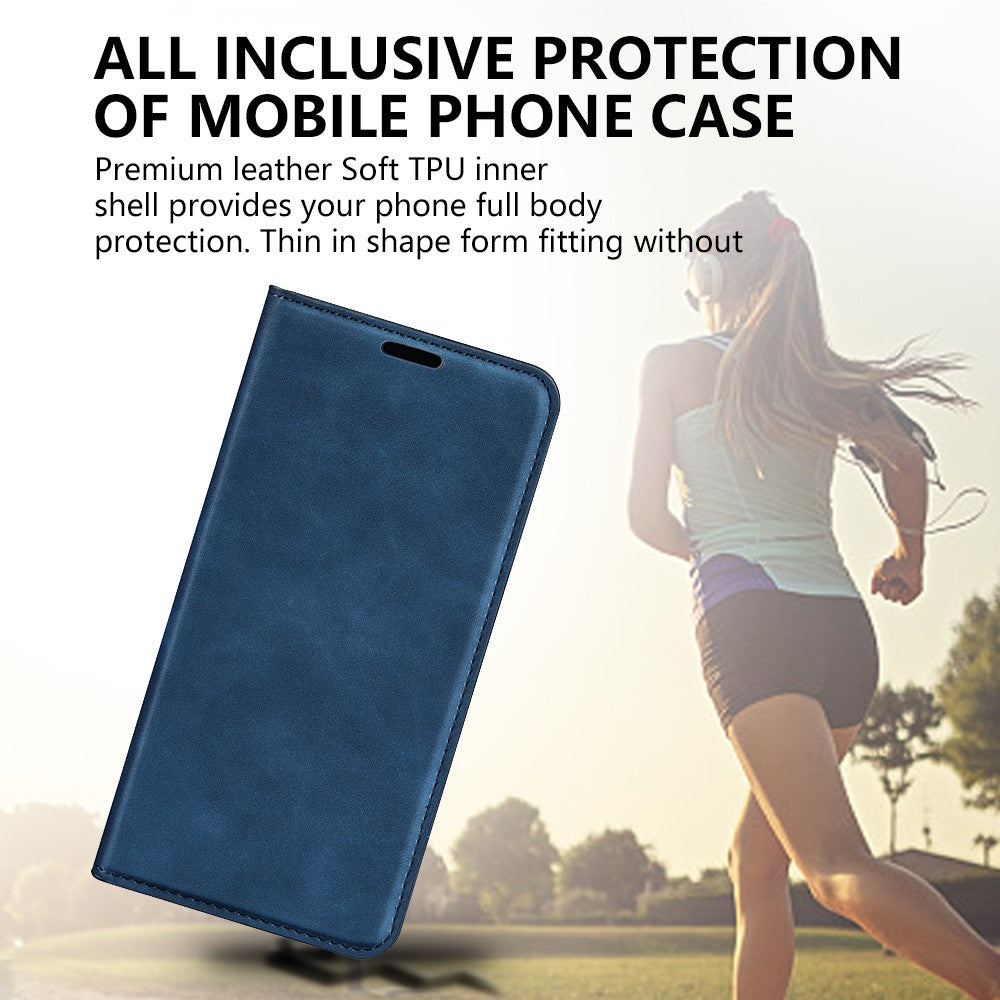 Stand Cover for Xiaomi Redmi Note 12S 4G , Skin-touch Flip Case PU Leather Wallet Smartphone Shell