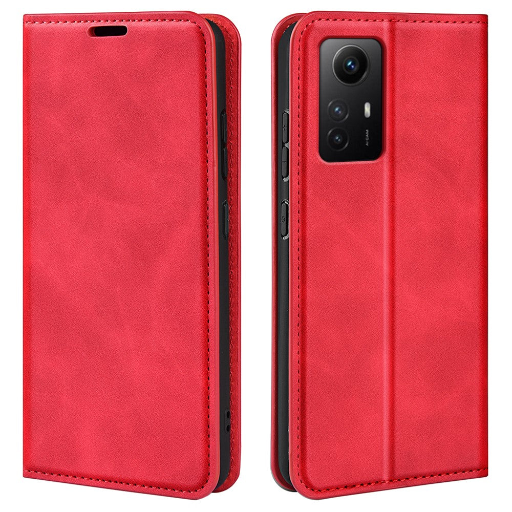 Stand Cover for Xiaomi Redmi Note 12S 4G , Skin-touch Flip Case PU Leather Wallet Smartphone Shell