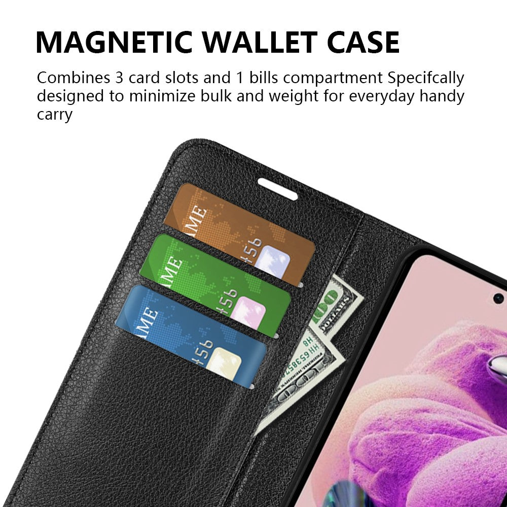 For Xiaomi Redmi Note 12S 4G Litchi Texture Wallet Phone Cover Stand PU Leather Case