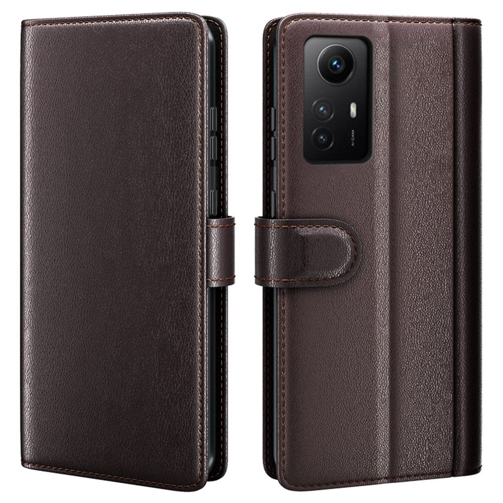 For Xiaomi Redmi Note 12S 4G Case Genuine Split Leather Phone Cover with Wallet Stand