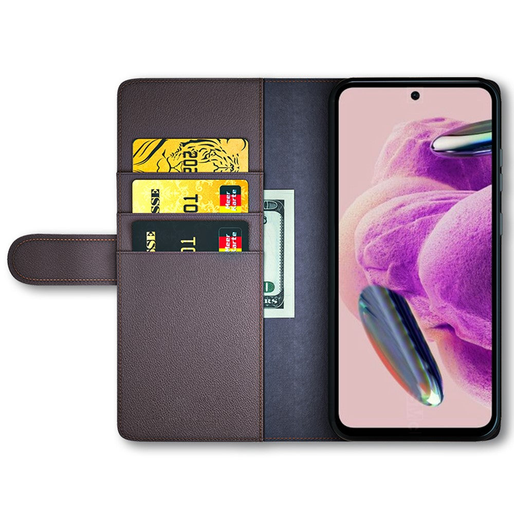 For Xiaomi Redmi Note 12S 4G Case Genuine Split Leather Phone Cover with Wallet Stand